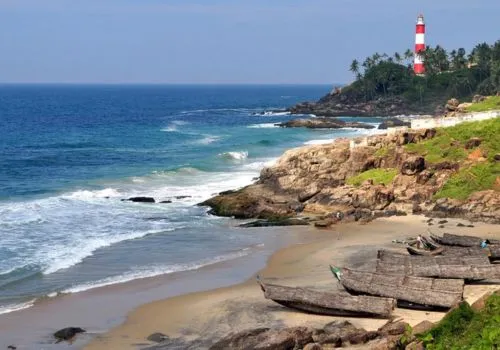 Kovalam Beach lighthouse and seaside attractions in Kerala
